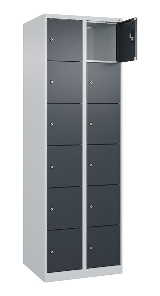 C+P Schließfachschrank Evolo PLUS, 12 Fächer, 1850x600x500mm, 7035/7016, 049000-206 S10012