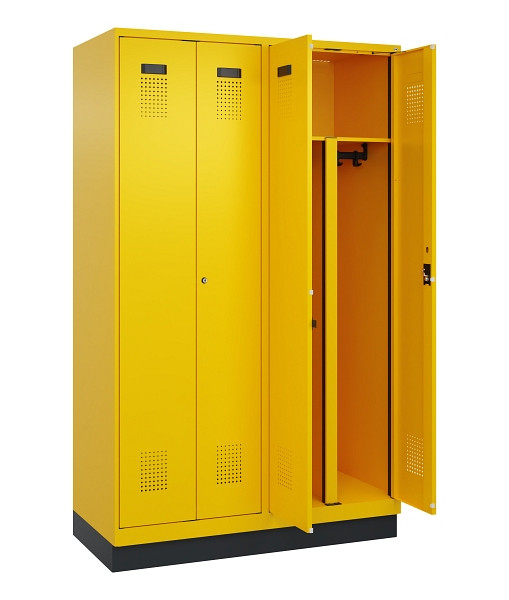 C+P PSA Schwarz-Weiß-Spind Evolo PLUS, mit Sockel, 4 Abteile, 1950x1200x500mm, 1, Zylinderschloss, 049022-40P S10049