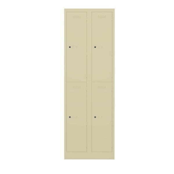 Bisley Garderobenschrank Primary Locker, 2 Abteile mit je 2 Fächern übereinander, 606 creme, PL3050D2606