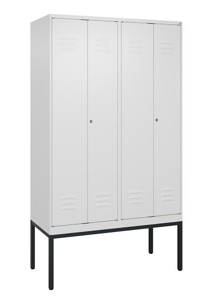 C+P Umkleidespind Classic PLUS SW, Gestell, 4 Abteile, 2120x1200x500mm, 9016/9016, Zylinderschlösser, 0800327-40 S10029