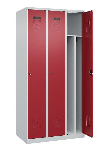 C+P Spind Evolo PLUS, 3 Abteile, 1850x900x500mm, 7035/3003, Verschluss Zylinderschloss, 049000-30F S10031