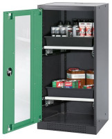 Produktbild von asecos Chemikalienschrank Systema-T CS-52LG, Korpus anthrazit, Flügeltüren grün, 2 Tablarauszüge, 208674 asecos Chemikalienschrank Systema-T CS-52LG, Korpus anthrazit, Flügeltüren grün, 2 Tablarauszüge, 208674