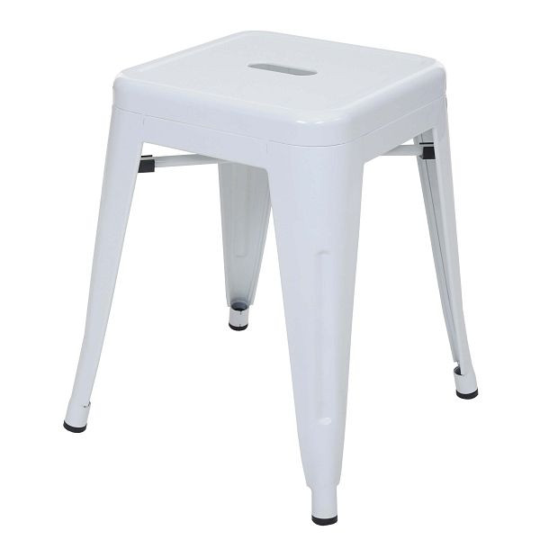 Mendler 6er-Set Hocker HWC-A73, Metallhocker Sitzhocker, Metall Industriedesign stapelbar, weiß, 6x57896