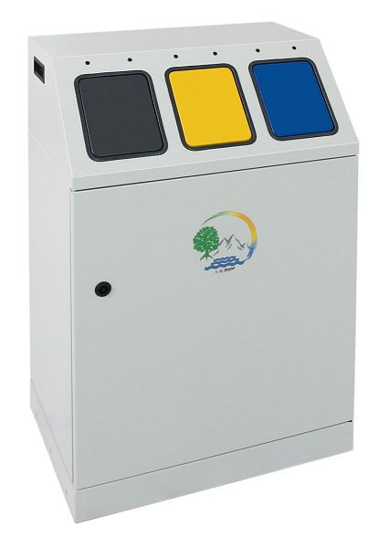 stumpf Abfalltrennung Triplex, RAL 7035/RAL 7016,RAL 1003, RAL 5010, verzinkter Innenbehälter, 3x30 Liter, 635-075-0-2-300