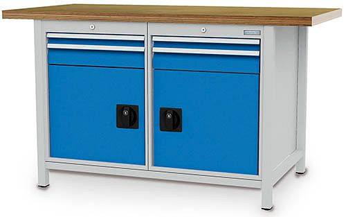 Bedrunka+Hirth Kastenwerkbank Serie 1500 R18-24, 2x50 mm, 2 x 100 mm, Schubladen-Vollauszug 100%, 1500 x 750 x 959 mm, 03.14.05V9