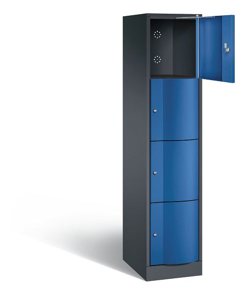 C+P Schließfachschrank Resisto, H1950xB396xT540mm, Farbe: Schwarzgrau / Enzianblau, 8470-172 S10037