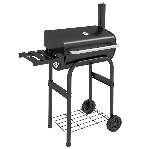Outsunny Holzkohlegrill Smoker BBQ-Grill, 1 Ablage, inkl. Thermometer, 83 x 46,5 x 115 cm, Schwarz, 846-148V00BK
