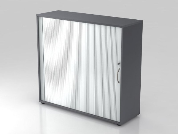 Hammerbacher Rollladenschrank horizontal, 3OH 120cm Bogengriff Graphit/Silber, 120x40x110 cm (BxTxH), V1733S/G/S/BM