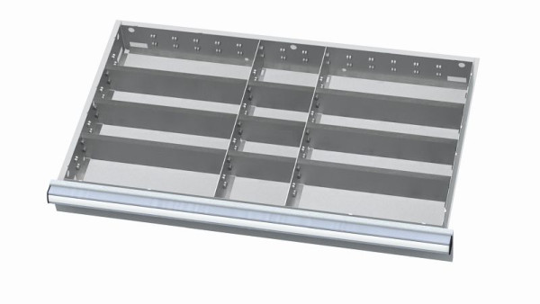 Simplaflex Metalleinteilung für Schubladen, 12 Fächer, Blendenhöhe: 100/125 mm, Innenmaß 800 x 450 mm, CL9E100MT02