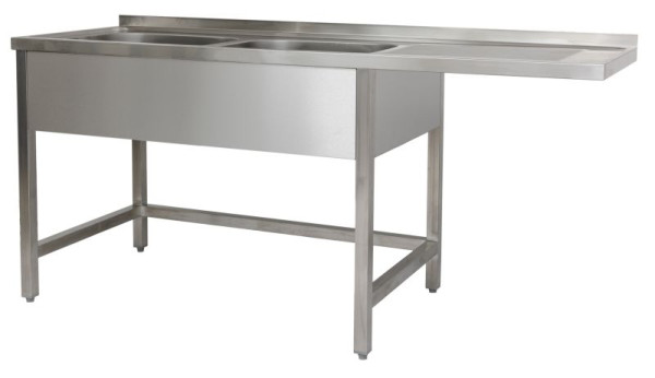 A&S Polarny Spülzentrum 1600 x 700 x 850 mm 2 Becken links, ohne Grundboden, 700 mm Tiefe, SPZO1672BL