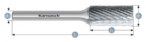 Karnasch Hartmetall-Frässtift unbeschichtet ZYA/ HP-1 d1=12DIN / l2=25 / d2=6 / l1=70mm, VE: 2 Stück, 113007107