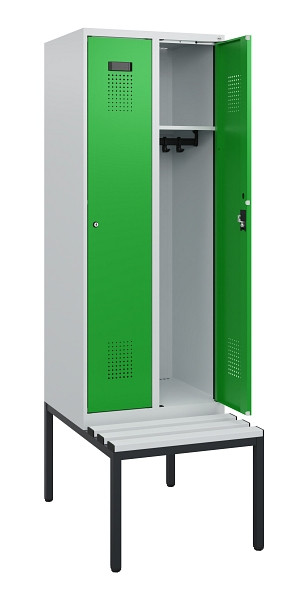 C+P Spind Evolo PLUS, 2 Abteile, 1950x600x815mm, 7035/6037, Zylinderschloss, Material Sitzfläche Kunststoff, Sitzbank, 0490505-20 S10092