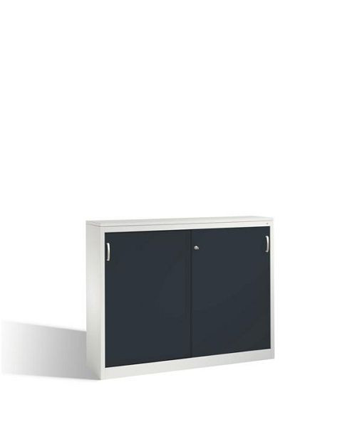 C+P Sideboard mit Schiebetüren Acurado, H1200xB1600xT400mm, Farbe: Lichtgrau / Schwarzgrau, Bügelgriff, 3 OH, 2147-1200 S10076