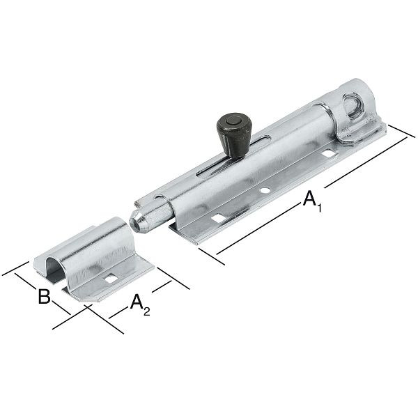 Vormann Bolzen-Türschlossriegel 130 mm, verzinkt, VE: 5 Stück, 000104130Z