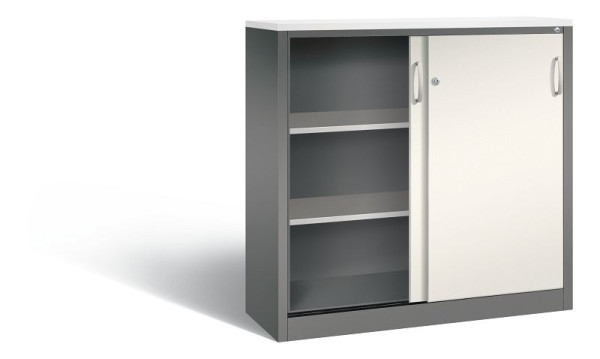 C+P Sideboard mit Schiebetüren Acurado, H1200xB1200xT400mm, Farbe: Vulkangrau / Perlweiß, Bügelgriff, 3 OH, 2047-1200 S10328