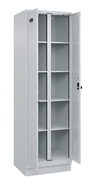 C+P Wäsche-Spind Evolo PLUS, mit Sockel, 2 Abteile, 1950x600x500mm, 7035/7035, Verschluss Drehriegel, 049022-20B S10013