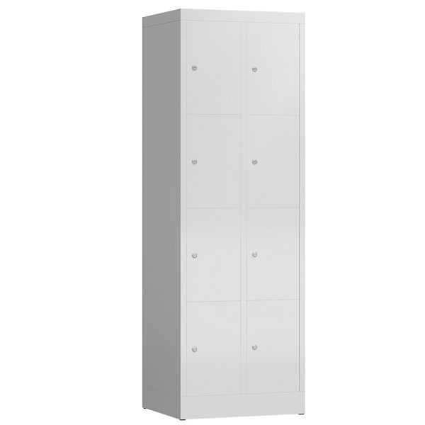 Lüllmann ClassiX Schließfachschrank, 2 Abteile à 4 Fächer, 1800 x 590 x 500 mm, lichtgrau, X-520420