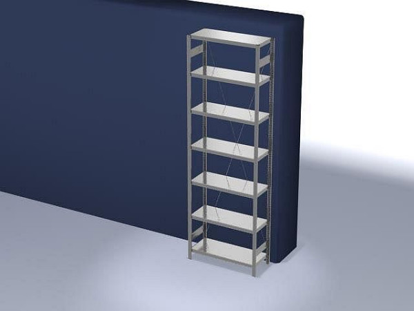 hofe Fachboden-Grundregal, 3000x400x1000 mm, 7 Fachebenen, verzinkt, 225 kg Fachlast, 1700 kg Feldlast, einseitige Bedienung, HZG30410XM