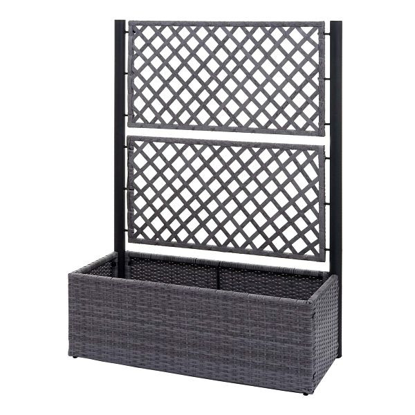 Mendler Poly-Rattan Rankgitter HWC-D76, Pflanzkasten Rankhilfe, 142x100x43cm, grau, 76567