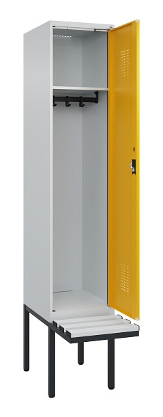 C+P Spind Evolo PLUS, 1 Abteile, 2120x400x815mm, 7035/1004, Haken 4, Zylinderschloss, Material Sitzfläche Kunststoff, 0490407-12 S10081