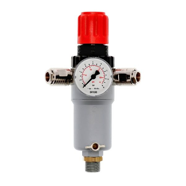 Airpress Druckminderer mit Öl-/ Wasserabscheider 1/2" 12 bar 2 universelle Schnellkupplungen in Blister, 4300210
