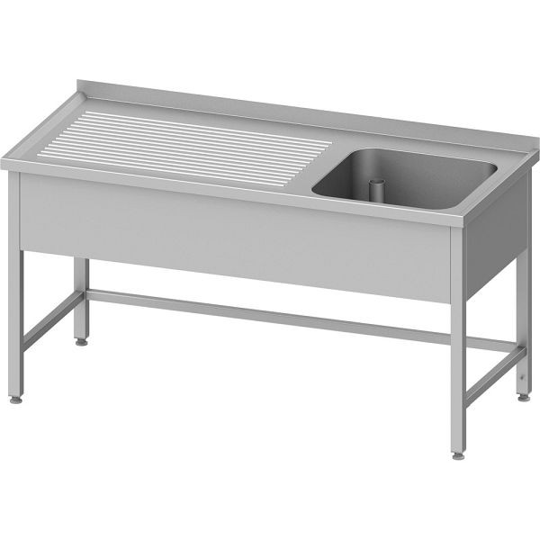Stalgast Edelstahl Spültisch ohne Grundboden, 1600x600x850 mm, mit einem Becken rechts, mit Aufkantung, verschweißt, VST16620RA