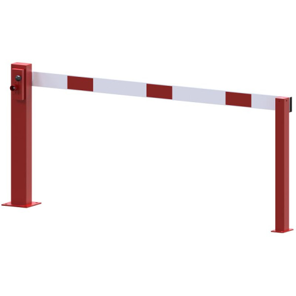 Stein HGS Kompakte Handschranke mit festem Auflagepfosten, Dreikantverschluss, rot / weiß, 2000 mm, 63697.0007