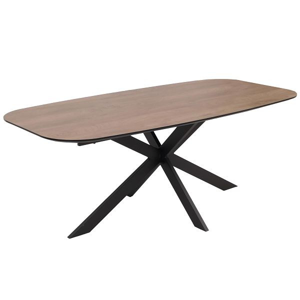 Mendler Esszimmertisch HWC-O56, Tisch Esstisch, MDF Metall 200x100cm, Walnuss-Optik, 122183+122184