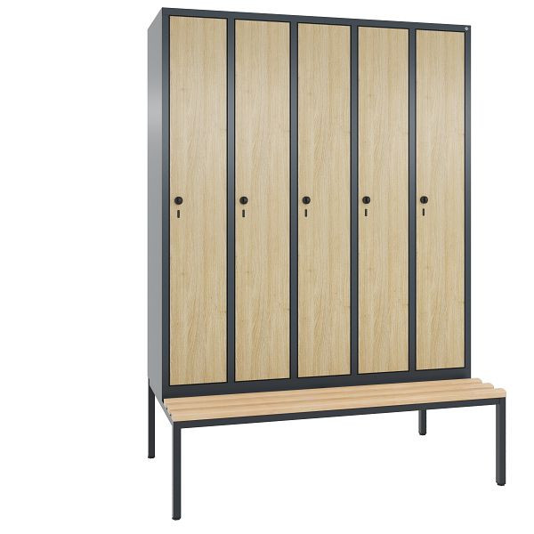 C+P Spind Evolo, 5 Abteile, H2090xB1480xT815 mm, Anthrazit/HPL Eiche, 48050-50 S10595