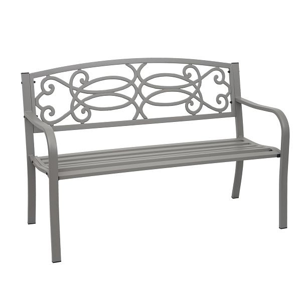 Mendler Gartenbank HWC-F44, Bank Parkbank Sitzbank, 2-Sitzer pulverbeschichteter Stahl, grau, 69699