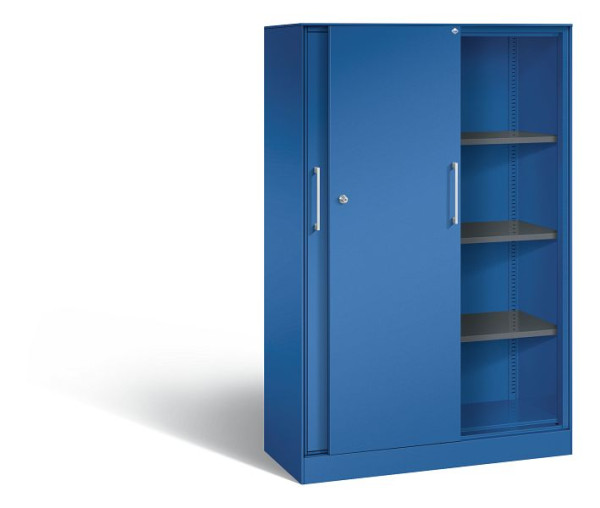 C+P Schiebetürenschrank Asisto, H1635xB1000xT435mm, Farbe: Enzianblau, Bügelgriff, 4 OH, 142012-000 S10044