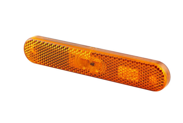 HELLA Seitenmarkierungsleuchte, LED, 12V, Anbau/geklebt, Lichtscheibenfarbe: gelb, LED-Lichtfarbe: gelb, 250mm, AMP, 2-polig, links, 2PS 009 226-021