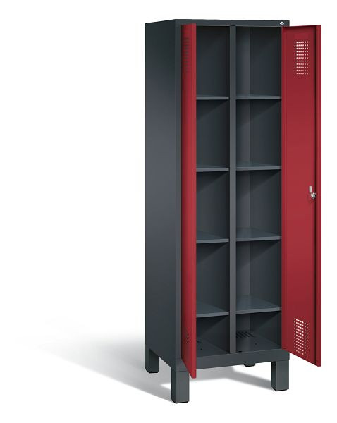 C+P Wäsche-Spind Evolo, H1850xB610xT500mm, Farbe: Schwarzgrau / Rubinrot, 48012-20B S10017