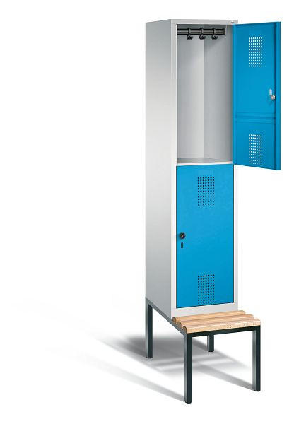 C+P Spind doppelstöckig Evolo, H2090xB420xT815mm, Farbe: Lichtgrau / Lichtblau, 48350-12 S10022