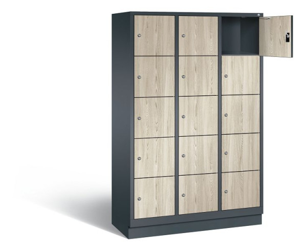 C+P Schließfachschrank Evolo, H1800xB1200xT500mm, Farbe: Anthrazitgrau / Dekor Sen-Esche, 48020-325 S10226