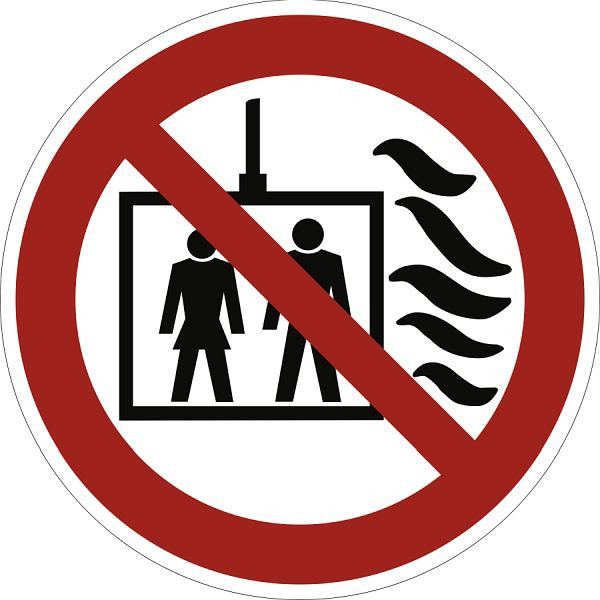 Moedel Aufzug im Brandfall nicht benutzen DIN EN 81-73, Folie, Ø 100 mm, 58973