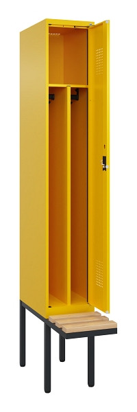 C+P Spind Evolo PLUS, 1 Abteile, 2120x300x815mm, 1023/1023, Haken 4, Zylinderschloss, Sitzfläche Holz, 0490407-10F S10049