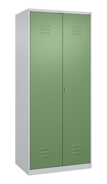 C+P Umkleidespind Classic PLUS, Doppel-Spind, 2 Abteile, 1850x800x500mm, 7035/6011, Zylinderschloss, 080002-22P S10029