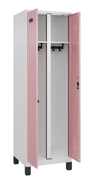 C+P Schwarz-Weiß-Spind Evolo PLUS, mit Füßen, 2 Abteile, 1950x600x500mm, 9016/3, Zylinderschloss, 049012-20 S10045
