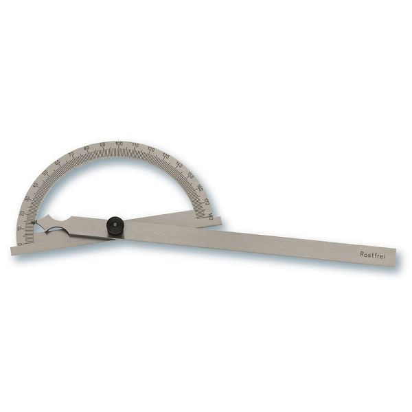 STEINLE Stahl Winkelmesser, Gradmesser 120 x 150 mm, Präzisionsausführung Durchmesser Gradbogen: 120 mm, Länge des freien Schenkels: 150 mm, 62020120