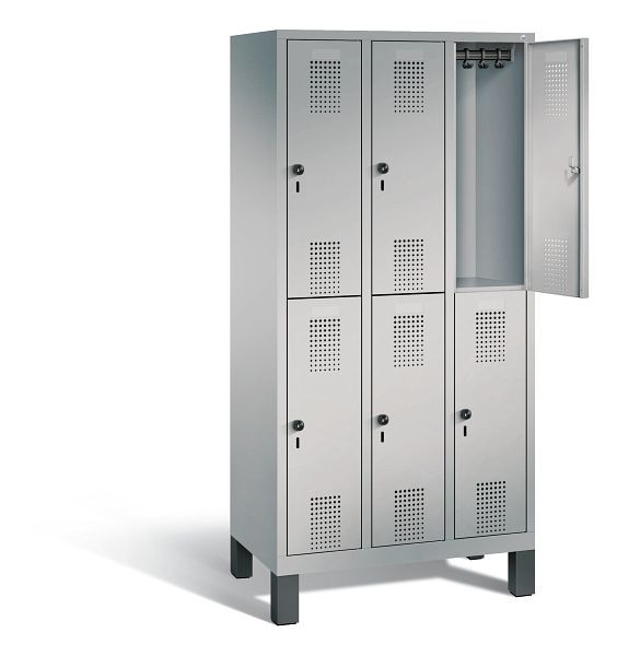 C+P Spind doppelstöckig Evolo, H1850xB900xT500mm, Farbe: Weißaluminium, 48310-30 S10102