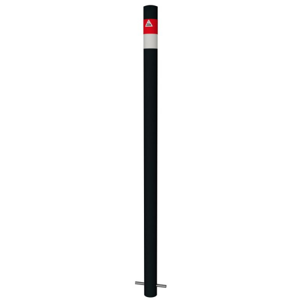 STEIN HGS Absperrpfosten Ø 60 mm, schwarz matt, Gesamtlänge 1300 mm, rot,weiß, ortsfest, zum Einbetonieren mit Erdanker, ohne Schließung, 80475.0005