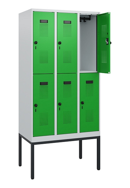 C+P Doppelstock-Spind Evolo PLUS, Gestell, 6 Fächer, 1950x900x500mm, 7035/6037, Drehriegel, 0493305-30 S10011