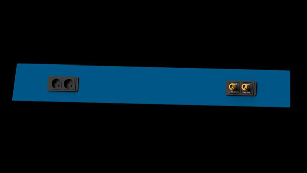 ANKE Werkbänke Energiekanal Systemaufbau, 1190 x 64 x 150 mm, RAL 5010, Doppelsteckdose links, Doppeldruckluft rechts, 970.062