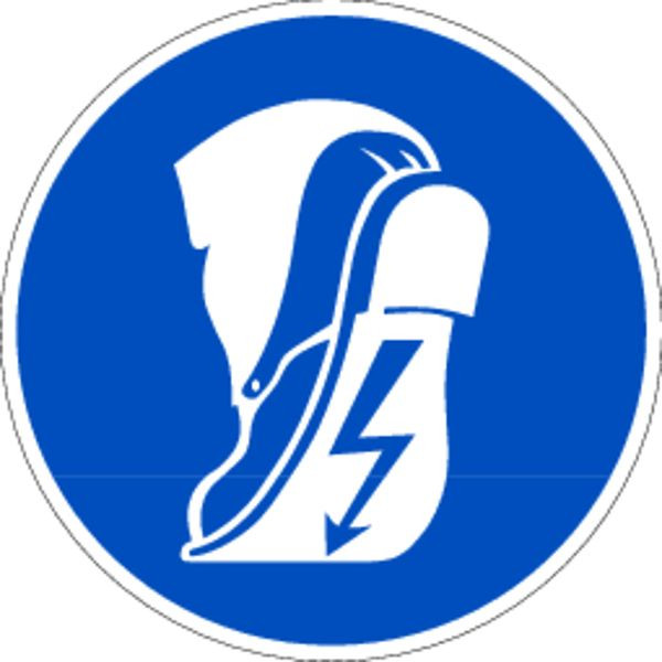 Schilder Klar Praxisbewährtes Gebotszeichen Leitfähiges Schuhwerk tragen, 200 mm Folie selbstklebend, 3140/62