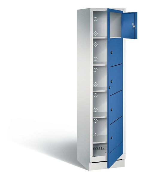 C+P Wäsche-Ausgabeschrank Evolo, H1800xB420xT500mm, Farbe: Lichtgrau / Enzianblau, 48160-105 S10007