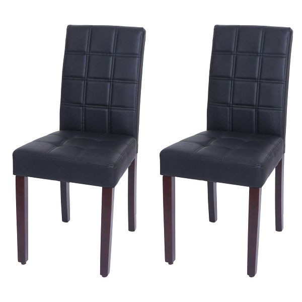 Mendler 2er-Set Esszimmerstuhl HWC-O65c, Küchenstuhl Polsterstuhl Lehnstuhl, Kunstleder, schwarz, 122298