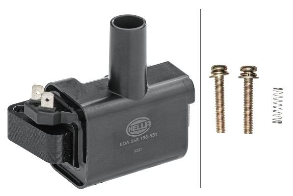 HELLA Zündspule, 12V, 2-polig, Verteilerzündspule, geschraubt, 5DA 358 168-551