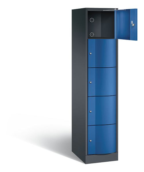 C+P Schließfachschrank Resisto, H1950xB396xT540mm, Farbe: Schwarzgrau / Enzianblau, 8570-172 S10131