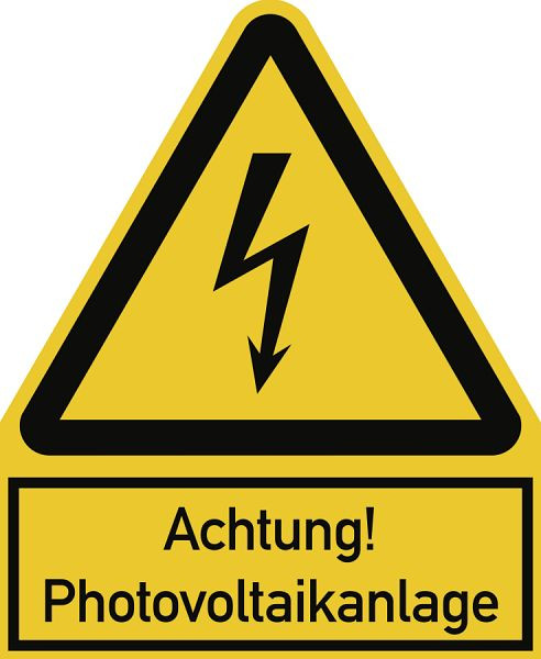 Moedel Achtung! Photovoltaikanlage ISO 7010, Kombischild, Kunststoff, 200x244 mm, 99027